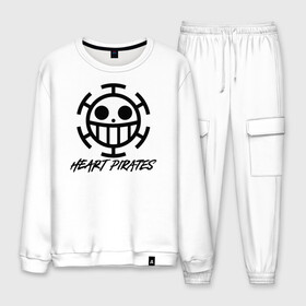 Мужской костюм хлопок с принтом Пираты Сердца | One Piece. Большой куш в городе Новоалтайск, 100% хлопок | на свитшоте круглая горловина, мягкая резинка по низу. Брюки заужены к низу, на них два вида карманов: два “обычных” по бокам и два объемных, с клапанами, расположенные ниже линии бедра. Брюки с мягкой трикотажной резинкой на поясе и по низу штанин. В поясе для дополнительного комфорта — широкие завязки | anime | manga | one piece | аниме | большой куш | ван пис | весёлый роджер | вон пис | докуро | капитан трафальгар д. ватер ло | корабль полярный тан | король пиратов | манга | пират | пиратский флаг