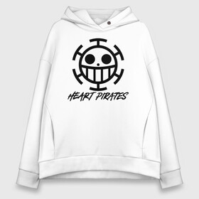 Женское худи Oversize хлопок с принтом Пираты Сердца | One Piece. Большой куш в городе Новоалтайск, френч-терри — 70% хлопок, 30% полиэстер. Мягкий теплый начес внутри —100% хлопок | боковые карманы, эластичные манжеты и нижняя кромка, капюшон на магнитной кнопке | anime | manga | one piece | аниме | большой куш | ван пис | весёлый роджер | вон пис | докуро | капитан трафальгар д. ватер ло | корабль полярный тан | король пиратов | манга | пират | пиратский флаг
