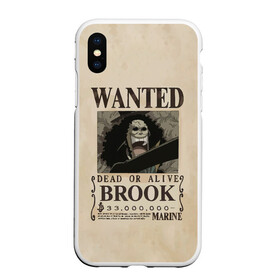 Чехол для iPhone XS Max матовый с принтом Брук в розыске | One Piece в городе Новоалтайск, Силикон | Область печати: задняя сторона чехла, без боковых панелей | anime | manga | one piece | аниме | большой куш | бонэкити | брук | ван пис | вон пис | голодный скелет | живой скелет | корабль призрак | король пиратов | манга | мечник | музыкант | напевающий брук | пират