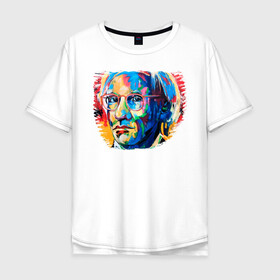 Мужская футболка хлопок Oversize с принтом Портрет Художника Andy Warhol в городе Новоалтайск, 100% хлопок | свободный крой, круглый ворот, “спинка” длиннее передней части | andy warhol | art | art house | арт | лицо | поп арт | портрет | современное искусство | стрит арт | художник | энди уорхол