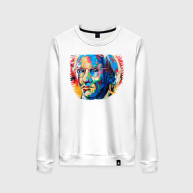 Женский свитшот хлопок с принтом Портрет Художника Andy Warhol в городе Новоалтайск, 100% хлопок | прямой крой, круглый вырез, на манжетах и по низу широкая трикотажная резинка  | andy warhol | art | art house | арт | лицо | поп арт | портрет | современное искусство | стрит арт | художник | энди уорхол