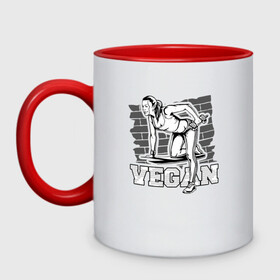 Кружка двухцветная с принтом Vegan Power в городе Новоалтайск, керамика | объем — 330 мл, диаметр — 80 мм. Цветная ручка и кайма сверху, в некоторых цветах — вся внутренняя часть | Тематика изображения на принте: green | greenpaece | nature | sport | vegan | yoga | веган | вегетарианец | гринпис | еда | животные | жизнь | здоровье | зеленый | йога | мир | овощи | пища | планета | природа | растение | спорт | тело | фрукты