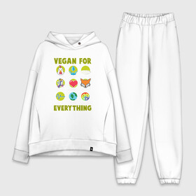 Женский костюм хлопок Oversize с принтом Vegan For Everything в городе Новоалтайск,  |  | green | greenpaece | nature | sport | vegan | yoga | веган | вегетарианец | гринпис | еда | животные | жизнь | здоровье | зеленый | йога | мир | овощи | пища | планета | природа | растение | спорт | тело | фрукты