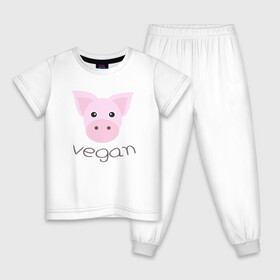 Детская пижама хлопок с принтом Pig Vegan в городе Новоалтайск, 100% хлопок |  брюки и футболка прямого кроя, без карманов, на брюках мягкая резинка на поясе и по низу штанин
 | green | greenpaece | nature | pig | sport | vegan | yoga | веган | вегетарианец | гринпис | еда | животные | жизнь | здоровье | зеленый | йога | мир | овощи | пища | планета | природа | растение | свинья | спорт | тело | фрукты