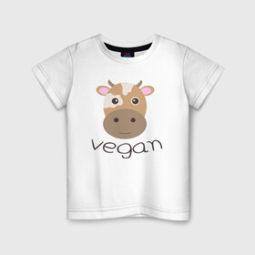Детская футболка хлопок с принтом Vegan Cow в городе Новоалтайск, 100% хлопок | круглый вырез горловины, полуприлегающий силуэт, длина до линии бедер | cow | green | greenpaece | nature | sport | vegan | yoga | веган | вегетарианец | гринпис | еда | животные | жизнь | здоровье | зеленый | йога | корова | мир | овощи | пища | планета | природа | растение | спорт | тело | фрукты