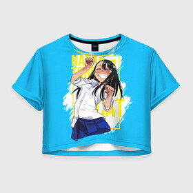 Женская футболка Crop-top 3D с принтом Nagatoro cat в городе Новоалтайск, 100% полиэстер | круглая горловина, длина футболки до линии талии, рукава с отворотами | anime | sempai | torochan | аниме | нагаторо | нагаторосан | не издевайся | не издевайся нагаторо | семпай | хаясэ нагаторо