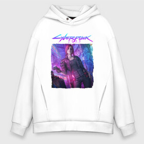 Мужское худи Oversize хлопок с принтом CYBERPUNK 2077 | КИБЕРПАНК (Z) в городе Новоалтайск, френч-терри — 70% хлопок, 30% полиэстер. Мягкий теплый начес внутри —100% хлопок | боковые карманы, эластичные манжеты и нижняя кромка, капюшон на магнитной кнопке | cd project red | cyberpunk 2077 | demon | keanu reeves | samurai | smile | vi | арасака | ви | демон | киану ривз | киберпанк 2077 | найт сити | самураи | смайл