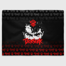 Плед 3D с принтом BERSERK (ЛОГО) в городе Новоалтайск, 100% полиэстер | закругленные углы, все края обработаны. Ткань не мнется и не растягивается | anime | berserk | manga | аниме | берсерк | гатс | манга | череп
