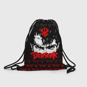 Рюкзак-мешок 3D с принтом BERSERK (ЛОГО) в городе Новоалтайск, 100% полиэстер | плотность ткани — 200 г/м2, размер — 35 х 45 см; лямки — толстые шнурки, застежка на шнуровке, без карманов и подкладки | anime | berserk | manga | аниме | берсерк | гатс | манга | череп