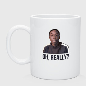 Кружка керамическая с принтом Oh,  Really? в городе Новоалтайск, керамика | объем — 330 мл, диаметр — 80 мм. Принт наносится на бока кружки, можно сделать два разных изображения | Тематика изображения на принте: easy | khaby | khaby lame | khaby00 | lame | life hack | mem | лайм | лайф хак | мем | мемы | хаби | хаби лайм