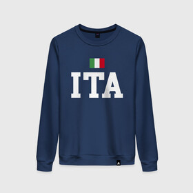 Женский свитшот хлопок с принтом Italy Team в городе Новоалтайск, 100% хлопок | прямой крой, круглый вырез, на манжетах и по низу широкая трикотажная резинка  | football | forza | italia | italy | milan | rome | sport | гол | евро | европа | италия | итальянец | кубок | манчини | милан | рим | спорт | тренер | турист | фанат | футбол | футболист | чемпион