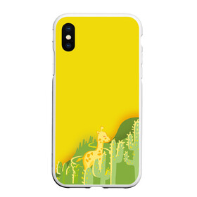 Чехол для iPhone XS Max матовый с принтом Милый жираф в кактусах в городе Новоалтайск, Силикон | Область печати: задняя сторона чехла, без боковых панелей | животные | жираф | кактусы | лето | листва | милые | мультик | солнечный | яркий