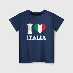 Детская футболка хлопок с принтом I Love Italia в городе Новоалтайск, 100% хлопок | круглый вырез горловины, полуприлегающий силуэт, длина до линии бедер | Тематика изображения на принте: football | forza | italia | italy | love | milan | rome | sport | гол | евро | европа | италия | итальянец | кубок | манчини | милан | рим | спорт | тренер | турист | фанат | футбол | футболист | чемпион