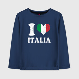 Детский лонгслив хлопок с принтом I Love Italia в городе Новоалтайск, 100% хлопок | круглый вырез горловины, полуприлегающий силуэт, длина до линии бедер | Тематика изображения на принте: football | forza | italia | italy | love | milan | rome | sport | гол | евро | европа | италия | итальянец | кубок | манчини | милан | рим | спорт | тренер | турист | фанат | футбол | футболист | чемпион