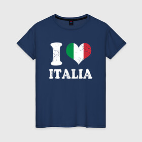 Женская футболка хлопок с принтом I Love Italia в городе Новоалтайск, 100% хлопок | прямой крой, круглый вырез горловины, длина до линии бедер, слегка спущенное плечо | football | forza | italia | italy | love | milan | rome | sport | гол | евро | европа | италия | итальянец | кубок | манчини | милан | рим | спорт | тренер | турист | фанат | футбол | футболист | чемпион