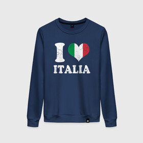 Женский свитшот хлопок с принтом I Love Italia в городе Новоалтайск, 100% хлопок | прямой крой, круглый вырез, на манжетах и по низу широкая трикотажная резинка  | football | forza | italia | italy | love | milan | rome | sport | гол | евро | европа | италия | итальянец | кубок | манчини | милан | рим | спорт | тренер | турист | фанат | футбол | футболист | чемпион