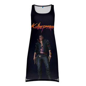 Платье-майка 3D с принтом CYBERPUNK 2077 | КИБЕРПАНК (Z) в городе Новоалтайск, 100% полиэстер | полуприлегающий силуэт, широкие бретели, круглый вырез горловины, удлиненный подол сзади. | cd project red | cyberpunk 2077 | demon | keanu reeves | samurai | smile | vi | арасака | ви | демон | киану ривз | киберпанк 2077 | найт сити | самураи | смайл
