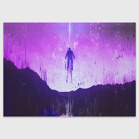 Поздравительная открытка с принтом УЛЕТАЮЩИЙ В КОСМОС | SOUL SPACE (Z) в городе Новоалтайск, 100% бумага | плотность бумаги 280 г/м2, матовая, на обратной стороне линовка и место для марки
 | fly | neon | soul | soul space | space | душа | космос | летающий | летящий | мужчина | неон | тело | туловище
