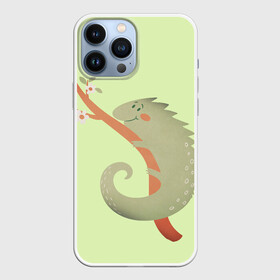Чехол для iPhone 13 Pro Max с принтом Хамелеон в городе Новоалтайск,  |  | хамелеон | хамелеон на ветке | хамелеон на дереве | хамелеон на палке | хамелеон с цветами | хамелеоны