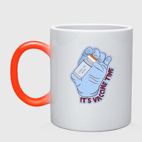 Кружка хамелеон с принтом Время вакцины в городе Новоалтайск, керамика | меняет цвет при нагревании, емкость 330 мл | вакцина | вирус | иллюстрация | ковид | прививка