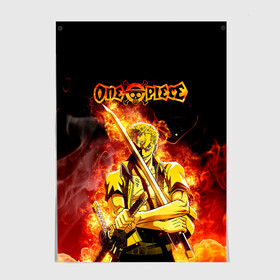 Постер с принтом Зоро в огне | One Piece. Большой куш в городе Новоалтайск, 100% бумага
 | бумага, плотность 150 мг. Матовая, но за счет высокого коэффициента гладкости имеет небольшой блеск и дает на свету блики, но в отличии от глянцевой бумаги не покрыта лаком | anime | manga | one piece | zoro roronoa | аниме | большой куш | ван пис | великий флот | вон пис | зородзюро | король пиратов | манга | мечник | охотник за головами | охотник на пиратов | пират