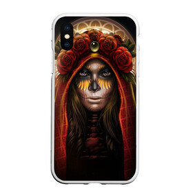 Чехол для iPhone XS Max матовый с принтом ЦветоЧная Богиня в городе Новоалтайск, Силикон | Область печати: задняя сторона чехла, без боковых панелей | Тематика изображения на принте: богиня | девушка | розы | цветы | шаманка