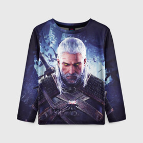 Детский лонгслив 3D с принтом THE WITCHER / GERALT OF RIVIA в городе Новоалтайск, 100% полиэстер | длинные рукава, круглый вырез горловины, полуприлегающий силуэт
 | the witcher | ведьмак | геральт | зе витчер | игра | компьютерная игра