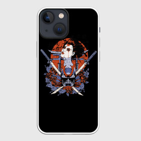 Чехол для iPhone 13 mini с принтом ГеЙша и СамураЙ в городе Новоалтайск,  |  | Тематика изображения на принте: девушка | самурай | япония