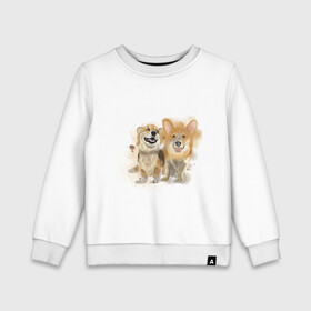 Детский свитшот хлопок с принтом Корги в городе Новоалтайск, 100% хлопок | круглый вырез горловины, эластичные манжеты, пояс и воротник | animals | корги | питомцы | пушистики | собака