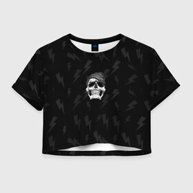Женская футболка Crop-top 3D с принтом Всё дело в шляпе в городе Новоалтайск, 100% полиэстер | круглая горловина, длина футболки до линии талии, рукава с отворотами | Тематика изображения на принте: art | pop art | арт | лайк | молния | поп арт | рука | сердечко | череп