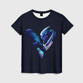 Женская футболка 3D с принтом Garrus whith gun в городе Новоалтайск, 100% полиэфир ( синтетическое хлопкоподобное полотно) | прямой крой, круглый вырез горловины, длина до линии бедер | game | games | normandy | альянс | гаррус | гарус | игра | игры | нормандия | эффект массы