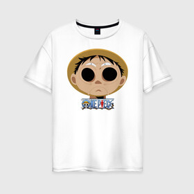 Женская футболка хлопок Oversize с принтом Огромные ноздри Луффи One Piece в городе Новоалтайск, 100% хлопок | свободный крой, круглый ворот, спущенный рукав, длина до линии бедер
 | anime | manga | monkey d. luffy | one piece | аниме | большой куш | ван пис | вон пис | капитан | король пиратов | луси | луфи | луффи | луффи но уми | луффи таро | манга | манки д. луффи | мугивара | пират | пятый император