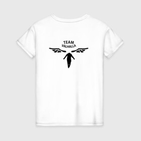 Женская футболка хлопок с принтом TEAM VALHALLA | ВАЛЬХАЛЛА в городе Новоалтайск, 100% хлопок | прямой крой, круглый вырез горловины, длина до линии бедер, слегка спущенное плечо | anime | draken | mikey | tokyo revengers | аниме | вальхалла | дракен | кэн | манга | мандзиро | микки | рюгудзи | сано | токийские мстители