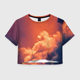 Женская футболка Crop-top 3D с принтом РАЙ ПОСЛЕ ДОЖДЯ в городе Новоалтайск, 100% полиэстер | круглая горловина, длина футболки до линии талии, рукава с отворотами | блаженство | дождь | облака | природа | рай | свечение | солнце | умиротворение