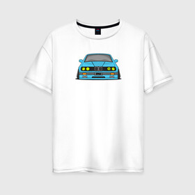 Женская футболка хлопок Oversize с принтом Bmw e30 drift stance в городе Новоалтайск, 100% хлопок | свободный крой, круглый ворот, спущенный рукав, длина до линии бедер
 | bmw | bmwm | bmwm3 | drift | e30 | e34 | jdm | m3 | m5 | motorsport | mperformance | mpower | stance | tuning | бмв | дрифт | м3 | стенс | тюнинг