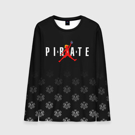 Мужской лонгслив 3D с принтом PIRATE AIR One Piece в городе Новоалтайск, 100% полиэстер | длинные рукава, круглый вырез горловины, полуприлегающий силуэт | anime | manga | monkey d. luffy | one piece | аниме | баскетбол | баскетболист | большой куш | ван пис | вон пис | джордан | капитан | король пиратов | лого | логотип | луси | луфи | луффи | манга | манки д. луффи | мугивара