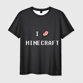 Мужская футболка 3D с принтом Minecraft в городе Новоалтайск, 100% полиэфир | прямой крой, круглый вырез горловины, длина до линии бедер | minecraft | алмаз | динамит | еда | кирка | копатели | криппер | майнкрафт | мясо | песочница | ресурсы | ресы | черный | я люблю майнкрафт