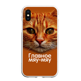 Чехол для iPhone XS Max матовый с принтом ГЛАВНОЕ МЯУ-МЯУ в городе Новоалтайск, Силикон | Область печати: задняя сторона чехла, без боковых панелей | главное мяу мяу | животные | кот | кошка | мордочка | мяу | рыжий