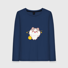 Женский лонгслив хлопок с принтом Cute cat в городе Новоалтайск, 100% хлопок |  | cat | kitty | дружба | котенок | милый | мультяшный | обнимашки