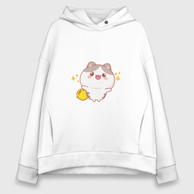 Женское худи Oversize хлопок с принтом Cute cat в городе Новоалтайск, френч-терри — 70% хлопок, 30% полиэстер. Мягкий теплый начес внутри —100% хлопок | боковые карманы, эластичные манжеты и нижняя кромка, капюшон на магнитной кнопке | cat | kitty | дружба | котенок | милый | мультяшный | обнимашки