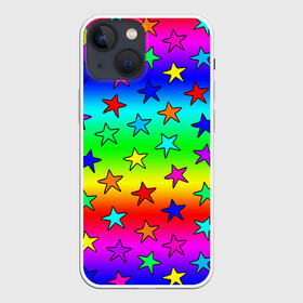 Чехол для iPhone 13 mini с принтом Радужные звезды в городе Новоалтайск,  |  | baby | children | girl | gradient | kids | neon | rainbow | space | stars | градиент | девчачие | девчачье | детские | детский рисунок | звездочки | звезды | космос | красочные | малышам | неоновые | ночные | радуга | разноцветные
