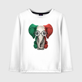 Детский лонгслив хлопок с принтом Italy Elephant в городе Новоалтайск, 100% хлопок | круглый вырез горловины, полуприлегающий силуэт, длина до линии бедер | elephant | football | forza | italia | italy | milan | rome | sport | гол | евро | европа | италия | итальянец | кубок | манчини | милан | рим | слон | спорт | тренер | турист | фанат | футбол | футболист | чемпион