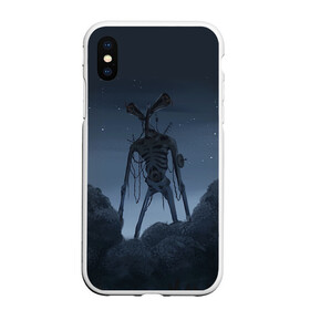 Чехол для iPhone XS Max матовый с принтом СИРЕНОГОЛОВЫЙ НОЧЬ в городе Новоалтайск, Силикон | Область печати: задняя сторона чехла, без боковых панелей | Тематика изображения на принте: siren head | игра | монстр | сиреноголовый | существо | хоррор