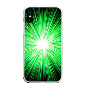 Чехол для iPhone XS Max матовый с принтом ЗЕЛЁНОЕ СЕВЕРНОЕ СИЯНИЕ в городе Новоалтайск, Силикон | Область печати: задняя сторона чехла, без боковых панелей | абстракция | звезда | лучи | минимализм | север | сириус | сияние | яркость