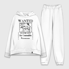 Женский костюм хлопок Oversize с принтом Сэр Крокодайл в розыске | One Piece в городе Новоалтайск,  |  | anime | manga | one piece | sir crocodile | аниме | большой куш | ван пис | вон пис | король пустыни | курокодаиру | манга | мистер 0 | пират | президент барок воркс | ситибукаи | сэр крокодайл | уон пи