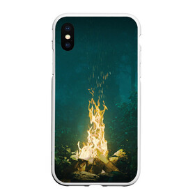 Чехол для iPhone XS Max матовый с принтом НОЧЬ В ИЮЛЕ в городе Новоалтайск, Силикон | Область печати: задняя сторона чехла, без боковых панелей | Тематика изображения на принте: вечер | искры | костёр | лес | лето | настольгия | спокойствие | тишена | треск | уголёк