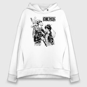 Женское худи Oversize хлопок с принтом Трафальгар Ло и Манки Д. Луффи | One Piece в городе Новоалтайск, френч-терри — 70% хлопок, 30% полиэстер. Мягкий теплый начес внутри —100% хлопок | боковые карманы, эластичные манжеты и нижняя кромка, капюшон на магнитной кнопке | anime | manga | monkey d. luffy | one piece | trafalgar d. water law | аниме | большой куш | ван пис | вон пис | капитан | луси | луфи | луффи | манга | манки д. луффи | мугивара | пират | соломенная шляпа | трафальгар д. ватер ло