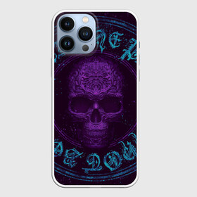 Чехол для iPhone 13 Pro Max с принтом ФИОЛЕТОВЫЙ ЧЕРЕП в городе Новоалтайск,  |  | буквы | знаки | иероглифы | калиграфия | каллиграфия | колиграфия | коллиграфия | культ | окружность | символы | текстура | череп