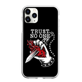 Чехол для iPhone 11 Pro Max матовый с принтом TRUST NO ONE в городе Новоалтайск, Силикон |  | Тематика изображения на принте: heart | knife | no | one | text | trust | word | жизнь | кровь | надписи | не верь | никому | нож | рана | сердце | слова | текст