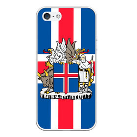 Чехол для iPhone 5/5S матовый с принтом Флаг и Герб Исландии в городе Новоалтайск, Силикон | Область печати: задняя сторона чехла, без боковых панелей | Тематика изображения на принте: бык | герб | грифон | дракон | исландии | исландия | коровы | красный | линии | орел | пастух | синий | флаг